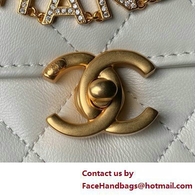 CHANEL Shiny Lambskin, Imitation Pearls  &  Gold-Tone Metal Mini Flap Bag AS4986 white 2025